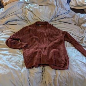 Forever 21 Maroon Open-Front Cardigan